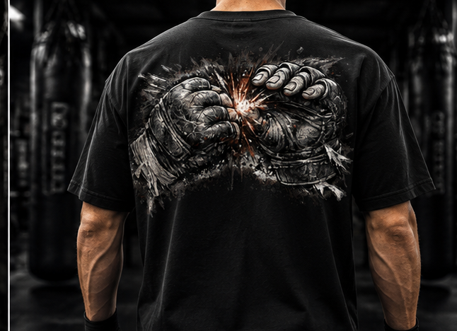 TATSU MMA Impact Zone oversized boxy t-shirt product mockup