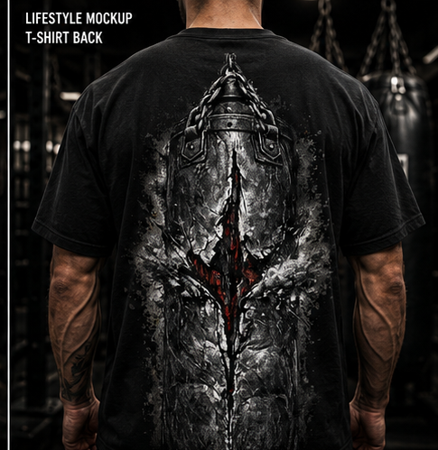 TATSU MMA Iron Record oversized boxy t-shirt product mockup