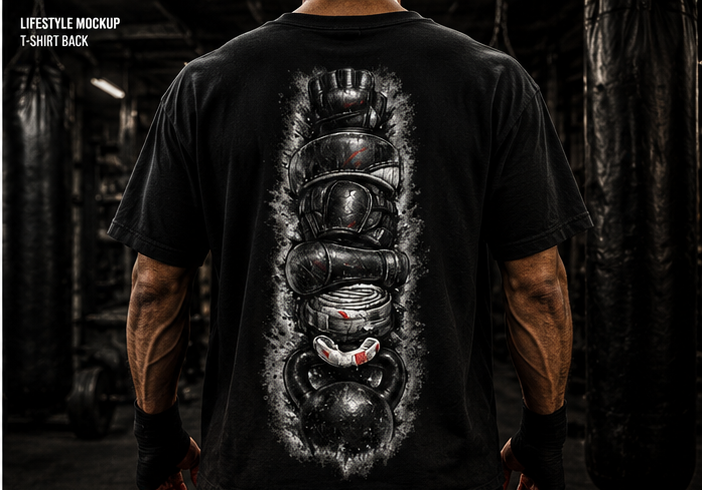 TATSU MMA Loadout 05 oversized boxy t-shirt product mockup