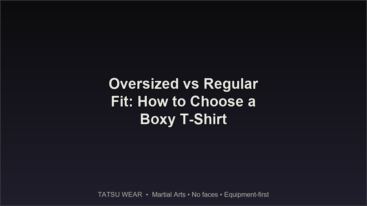 TATSU WEAR - t-shirt fit diagram showing regular and oversized silhouettes with sizing notes
